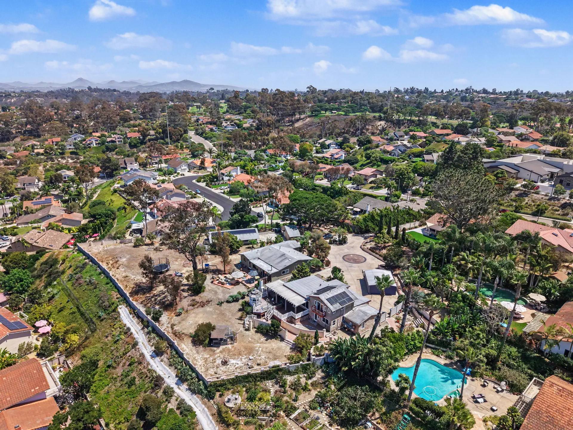 Aerial view along the ridge line above the lagoon.